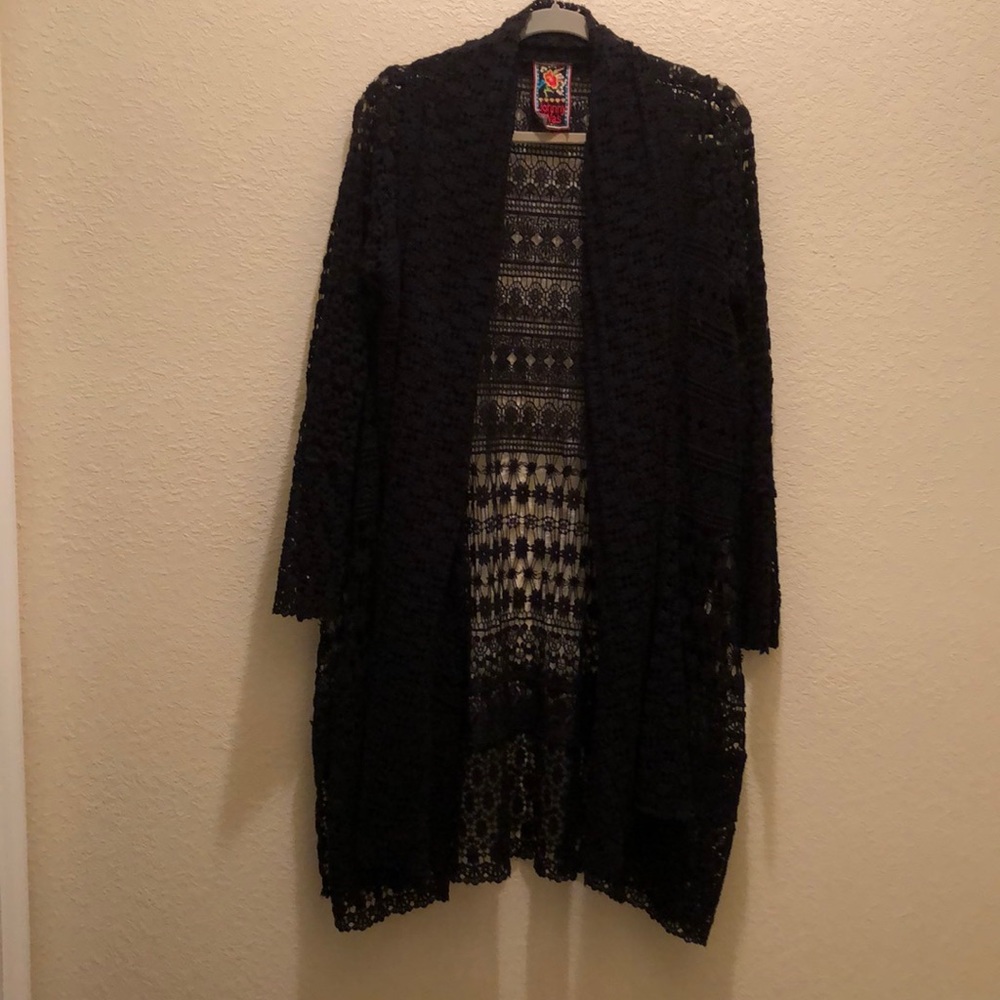 Johnny Was Crochet Lace Long Cardigan